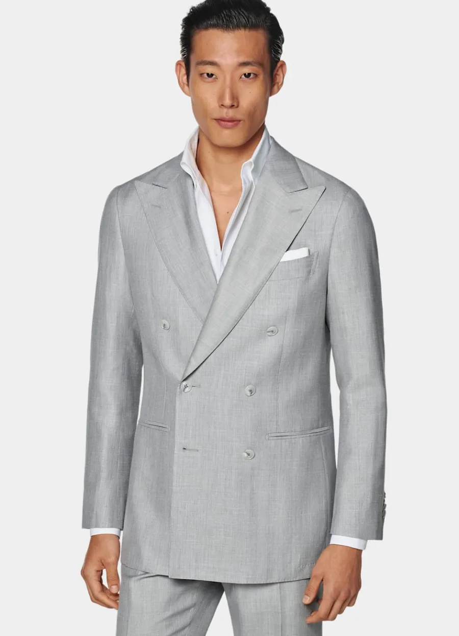 Best Havana Anzug hellgrau Tailored Fit Cocktail-Hochzeit