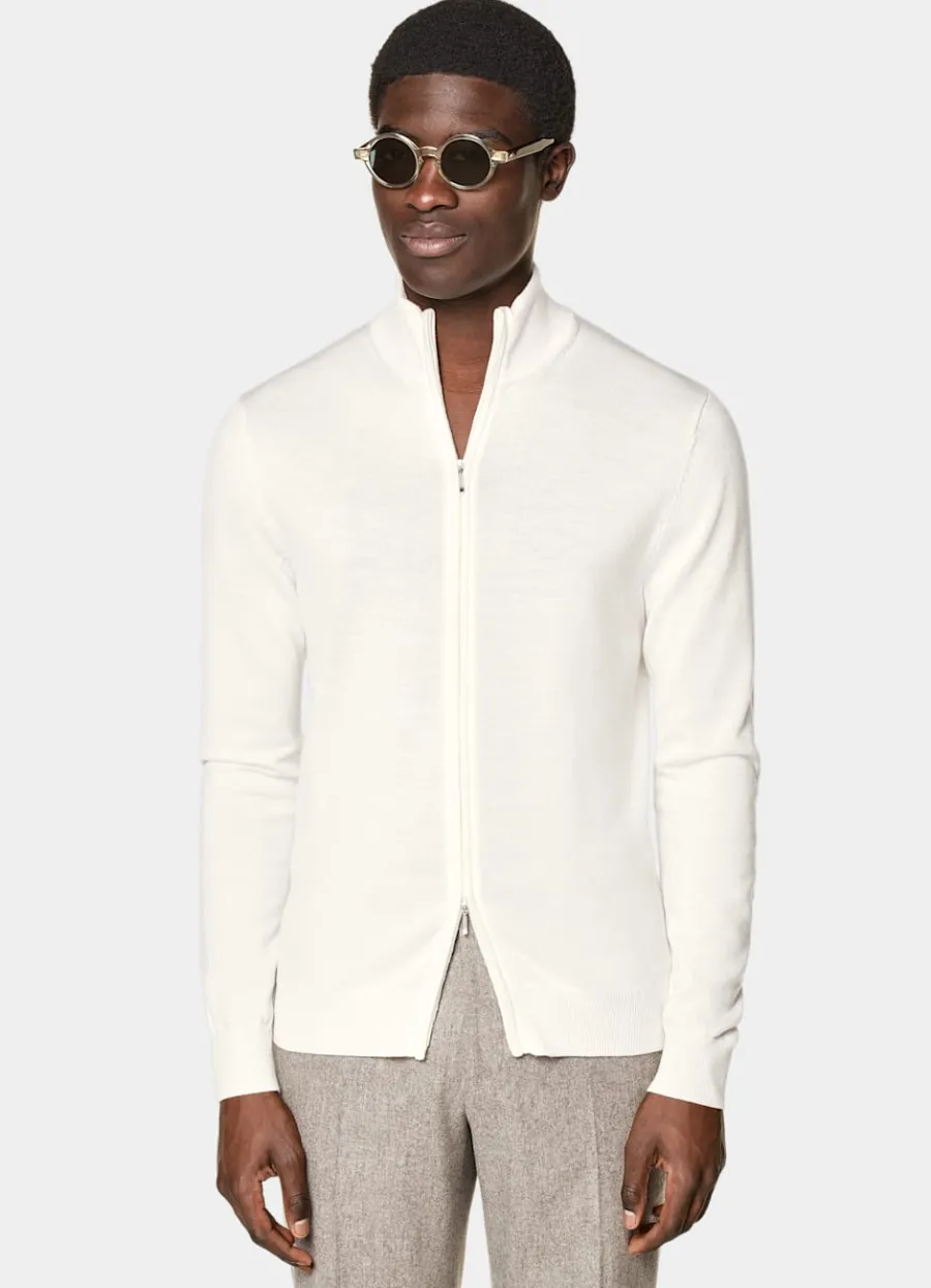 Store Merino Zip-Cardigan Pullover Mit Reißverschluss