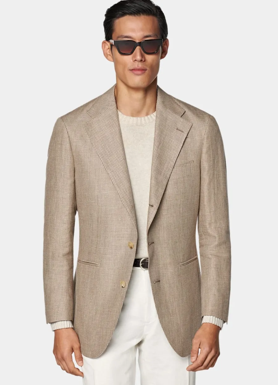 Store Roma Sakko mittelbraun Hahnentrittmuster Relaxed Fit Sakkos