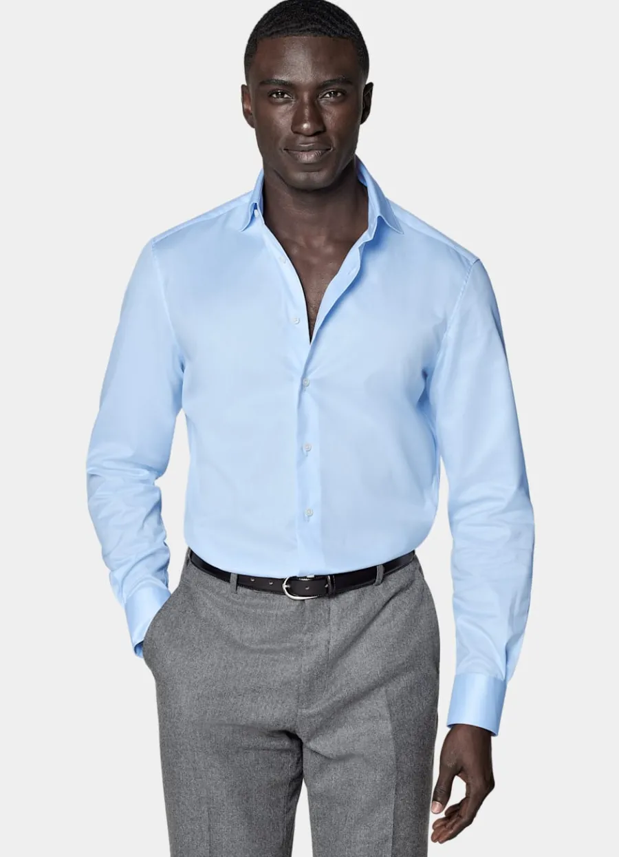 Store Twill Hemd hellblau Tailored Fit Traveller Hemden | Klassische & Businesshemden
